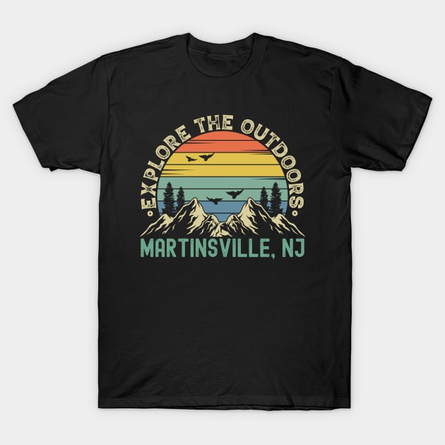 Martinsville, New Jersey - Explore The Outdoors - Martinsville, NJ Colorful Vintage Sunset T-Shirt by Feel Good Clothing Co.